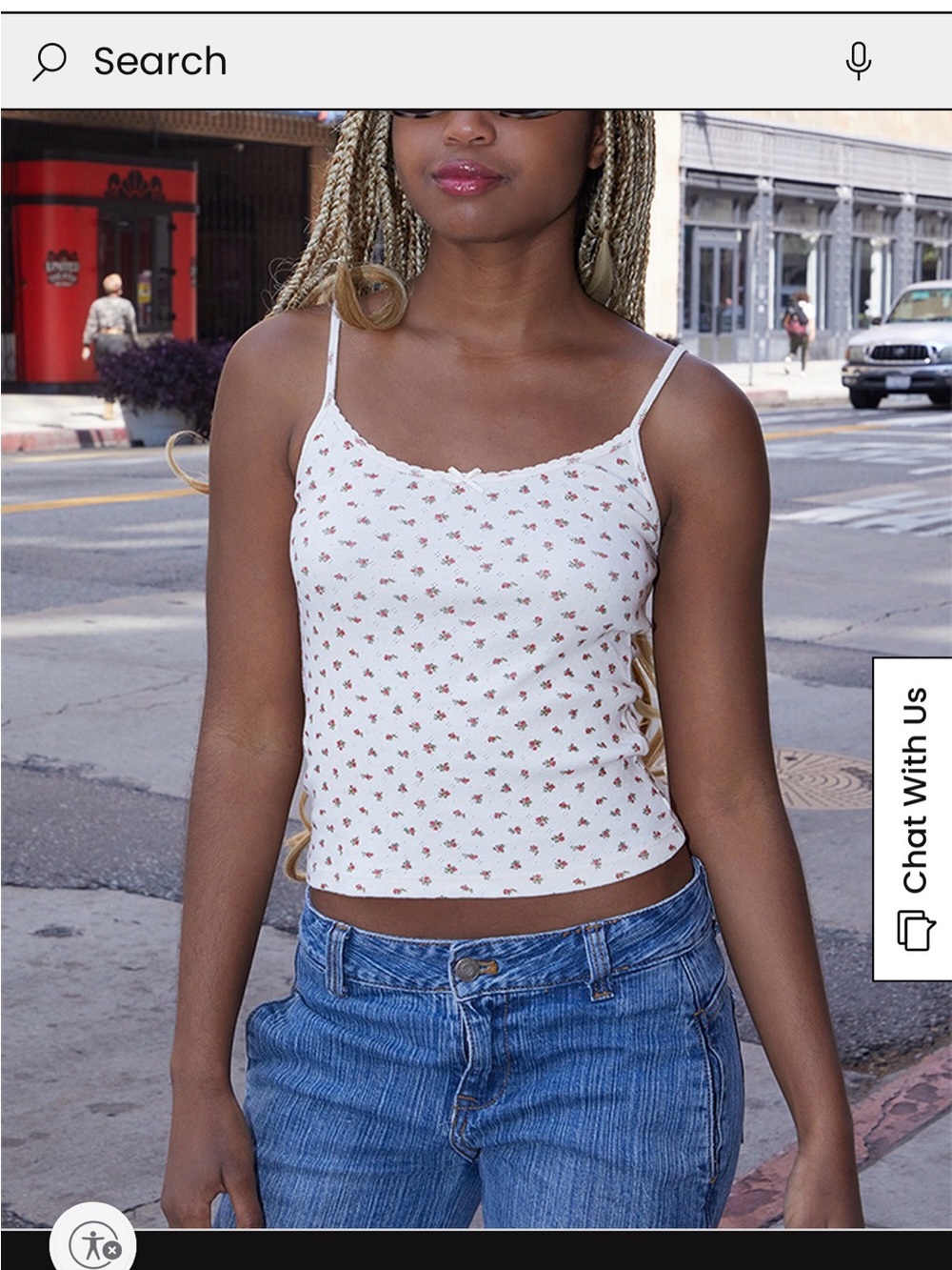 Brandy Melville White Floral Print Cami